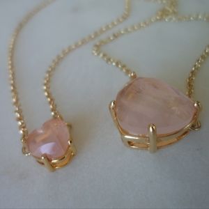 Necklace Heart Natural Stone Pink Quartz Brand New